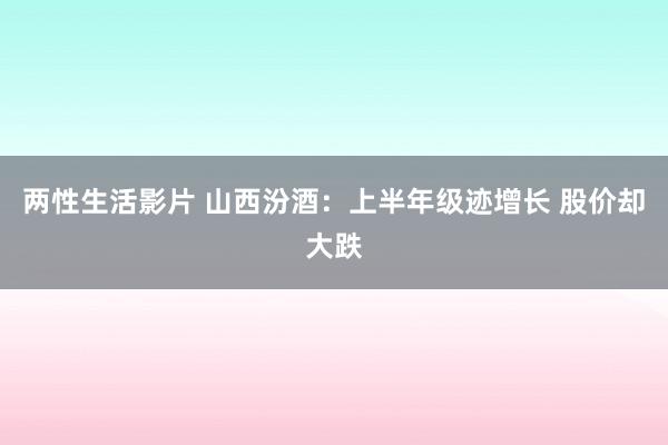 两性生活影片 山西汾酒：上半年级迹增长 股价却大跌